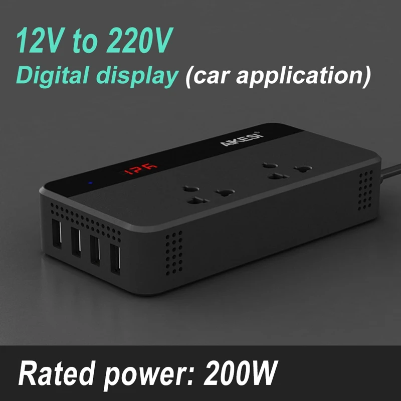200 Вт автомобильный инвертор Dc 12 В в Ac 220 В автоматический инвертор с 4 Usb портами автомобильное зарядное устройство