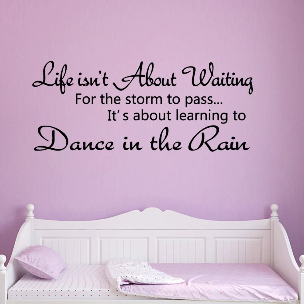 74cm X 180cm Modern Quotes Dance In The Rain Sentences Wall Sticker Girls Room Decoration For Kids Nursery Decor Decal Mural | Дом и сад