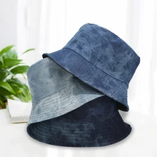 1 шт. Джинсовая Шляпа-ведро в стиле хип-хоп, однотонная шляпа с широкими полями из хлопка, шляпа от солнца в рыбацком стиле, пустая Летняя мужская шляпа, пляжная шляпа для рыбалки, Панама