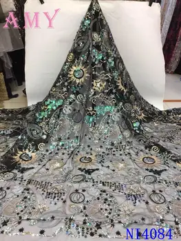 

African Lace Fabric 2020 High Quality Embroidered Sequins Dragonfly Lace French Tulle For Party AMYNI4084
