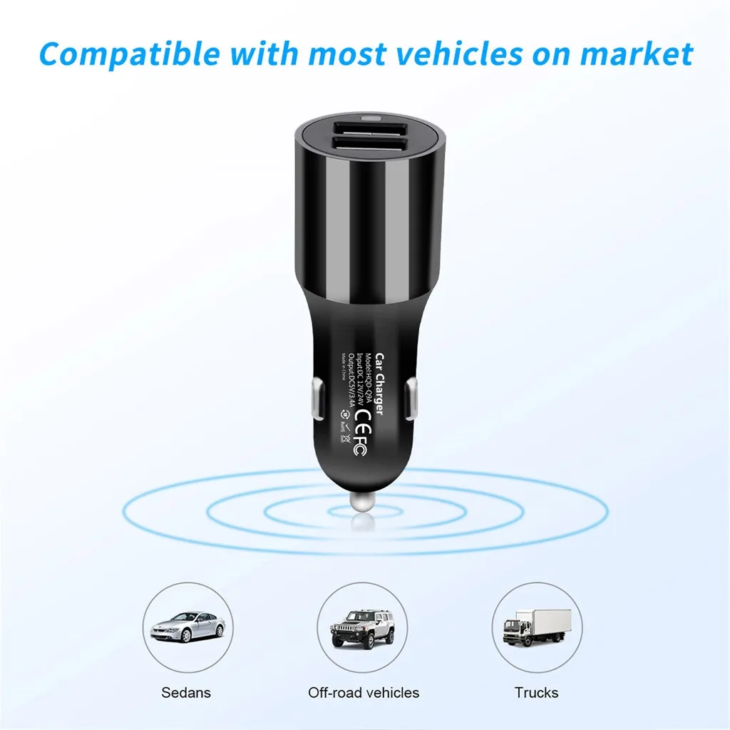 Автомобильное зарядное устройство 5.4A 12 V-24 V D C адаптер QC 3,0 двойной USB порт автомобильное зарядное устройство мини быстрое автомобильное зарядное устройство для iPhone