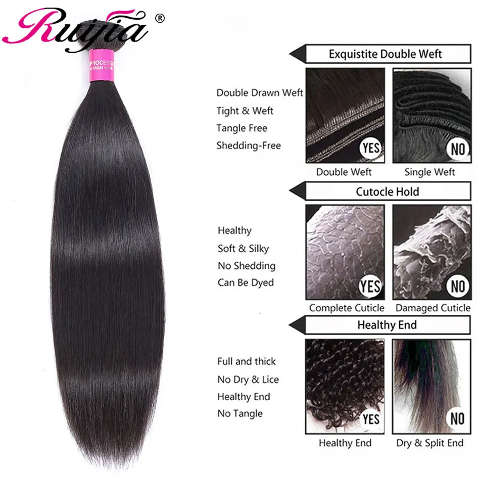 Бразильские человеческие волосы Remy прямые brésilien cheveux humain 1 3 4 пряди натуральный