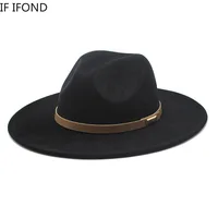Vintage Suede Wide Brim Felt Fedoras Hats Women Men Western Cowboy Hat Panama Trilby Formal Party Cap 5