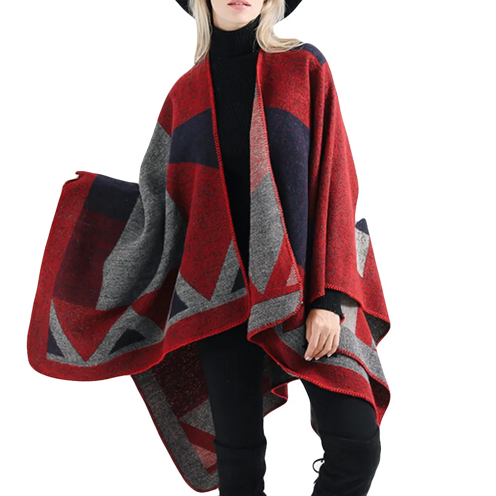 Womail женский осенне-зимний свитер для леди женское тартановое одеяло большого размера пальто обертывание плед Уютный платок шарфы Пальто 19Sep07 P30