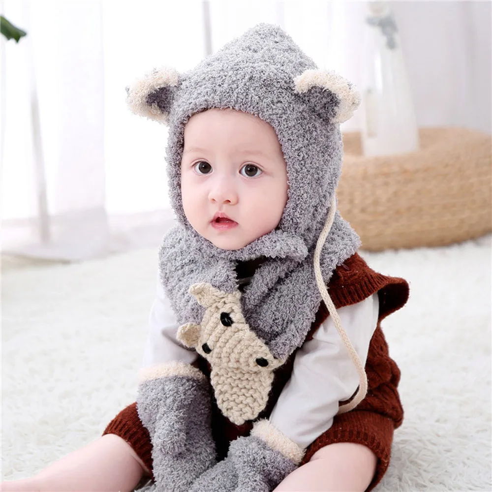 TELOTUNY baby yoda, костюм из акрилового волокна для детей от 6 месяцев до 3 лет, для малышей, детей, зимняя вязаная шапка, шапка, шарф, перчатки, комплект