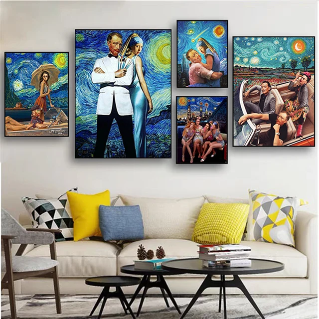 Van Gogh and Friends Funny Abstract Art Printed on Canvas 2