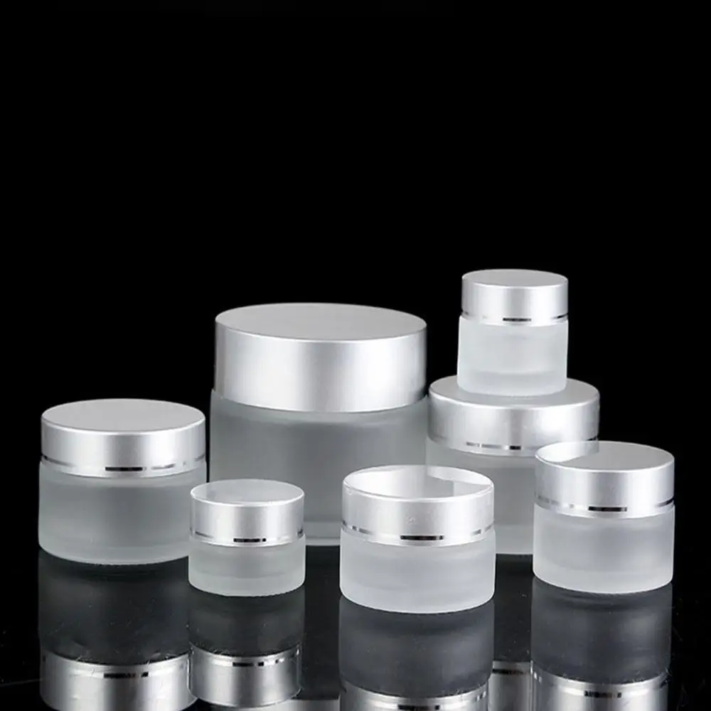 Матовые стеклянные многоразовые бутылки для крема пустые косметические банки