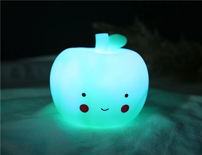 Led красочные мягкие Apple маленький ночник силиконовые оригинальность Детские энергосберегающие прикроватные детские лампы игрушка украшение на Рождество дома