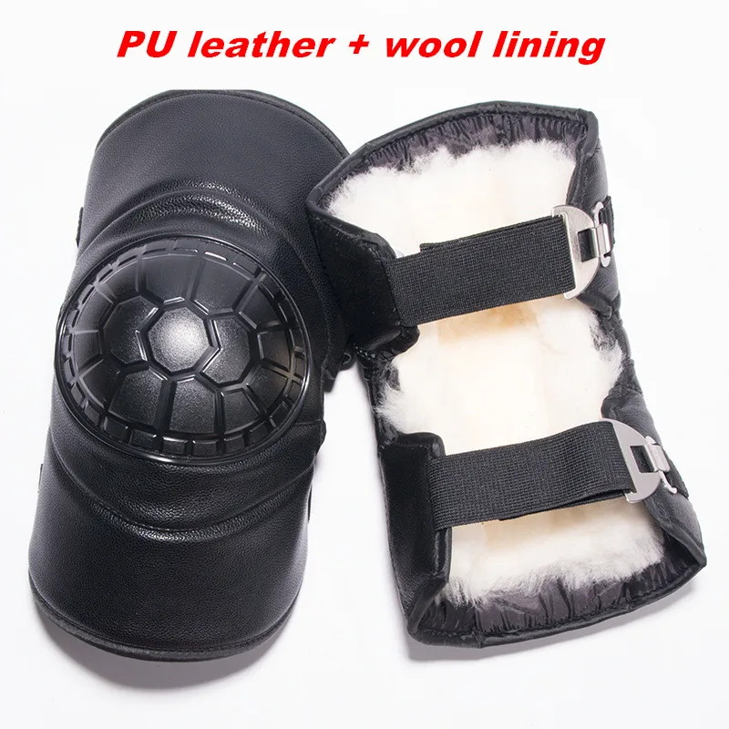 PU-Wool Motorbike Knee Pad Scooters Leg Cover Knee Blanket Warmer Waterproof Windproof Motorcycle Winter Protector Knee Motocross Pads - Цвет: PU-Wool