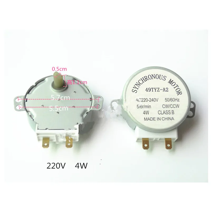 49TYZ-A2 Shaft Diameter 7mm x 11mm AC 220V-240V 4W 4RPM Turntable Synchronous Motor Microwave Oven 65mm x 60mm 27mm (L*W*T)