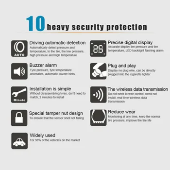 

4pcs Embedded Internal Built In Sensors Car TPMS Bluetooth Wireless Tire Pressure Monitoring System Alarm