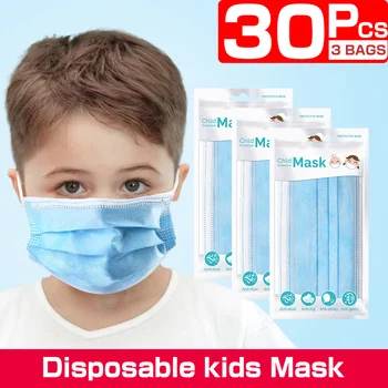 

In stock 30pcs 3 layers Non-Woven Disposable mask Kids Face Mouth Masks mascherine safe Breathable children Masks