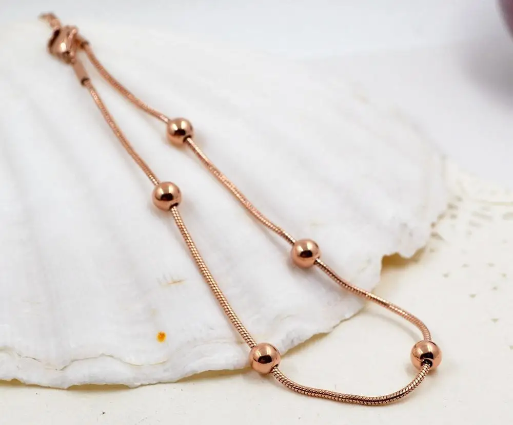 Женский Титановый стальной браслет цепочка из розового золота высокого качества