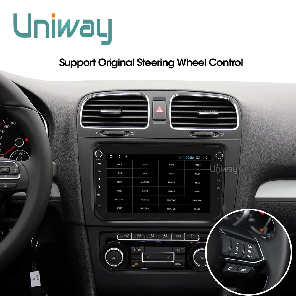 Excellent Uniway 8" 2 din android 8.1 car dvd for vw passat b6 b7 golf 5 6 tiguan polo octavia rapid fabia multimedia navigation player 5