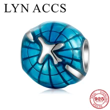 925 пробы, серебро, земля и самолет, голубые эмалированные бусины, талисманы, подходят к оригиналу Pandora, очаровательный браслет, Силер 925, изготовление ювелирных изделий
