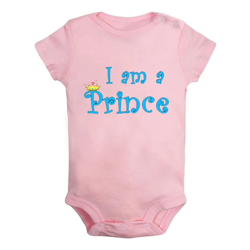 Одежда для новорожденных мальчиков и девочек с надписью «I am a princess I'm not a baby» комбинезон с принтом для малышей, боди с короткими рукавами, хлопковая одежда