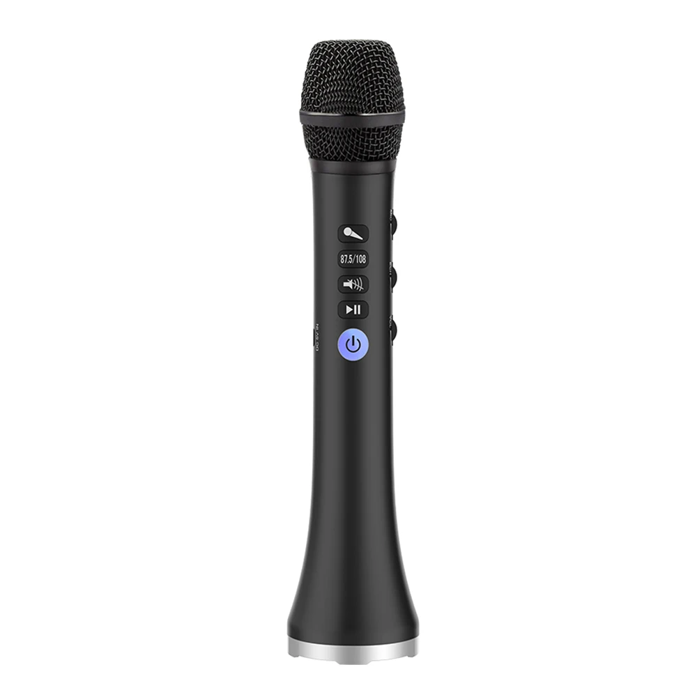 black Многофункциональный Профессиональный 20 Вт Портативный беспроводной Bluetooth караоке микрофон динамик с большой мощностью для встречи HIFI динамик - Цвет: black