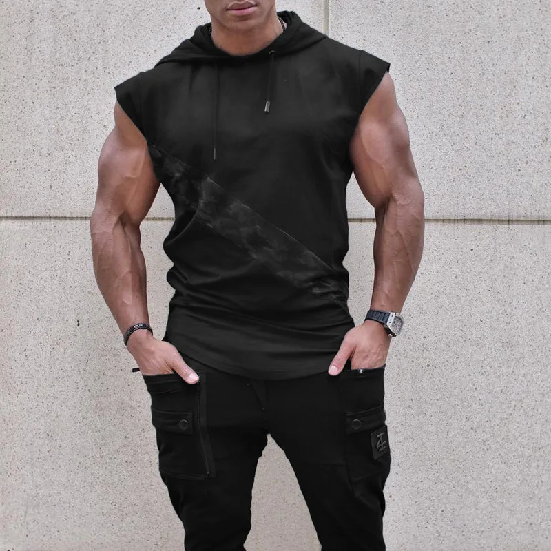 Мужская толстовка без рукавов бодибилдинг спортзал топы на бретелях Crossfits