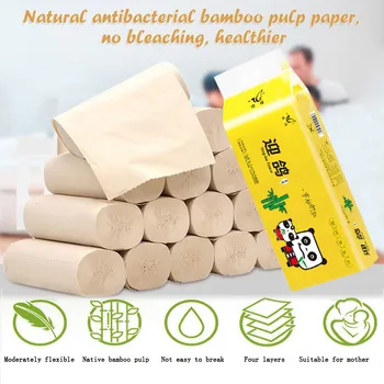 

10pcs Toilet Paper Rolls Pack Tissue Bamboo Pulp Toilet Tissue Roll Thickened Household Paper 4 Layer Home Bath Paper Towels