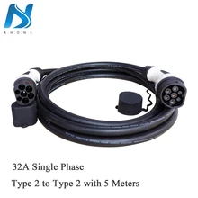 7.4Kw 32A однофазный кабель EV для зарядного устройства для электромобиля Тип 2-Тип 2 IEC 62196-2 EV зарядный разъем с 5 м TUV кабель