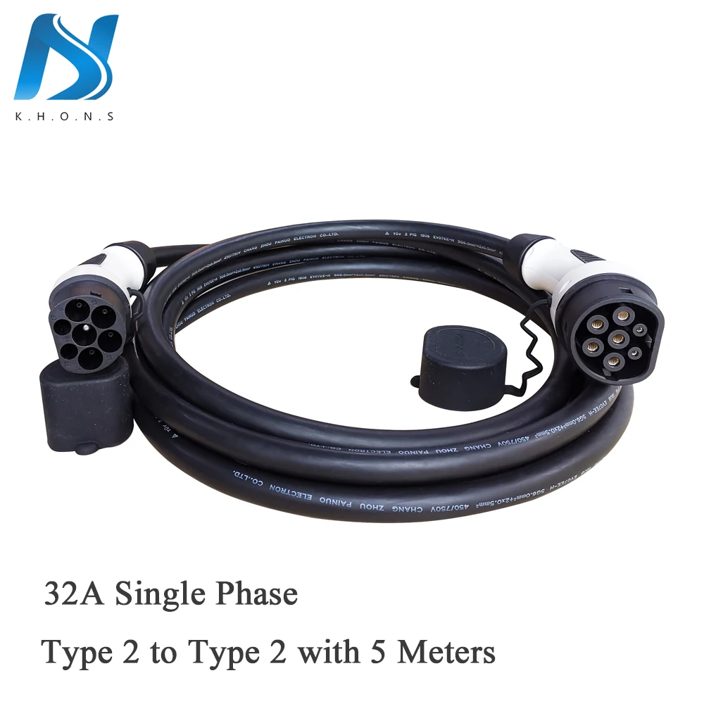 

7.4Kw 32A Single Phase EV Cable For Electric Vehicle Charger Type 2 to Type 2 IEC 62196-2 EV Charging Plug With 5 M TUV Cable