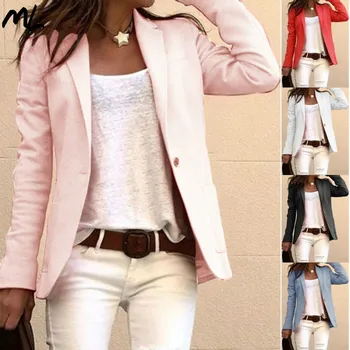 

New Autumn Fashion Long Sleeve Women Blazer Solid Color Office Lady Slim Blazer Female Tops Suit casual outerwear Jacket 2XL