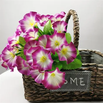 

10Pcs Fake Morning Glory (7 stems/bunch) 13.78" Length Simulation Petunia for Wedding Home Decorative Artificial Flowers
