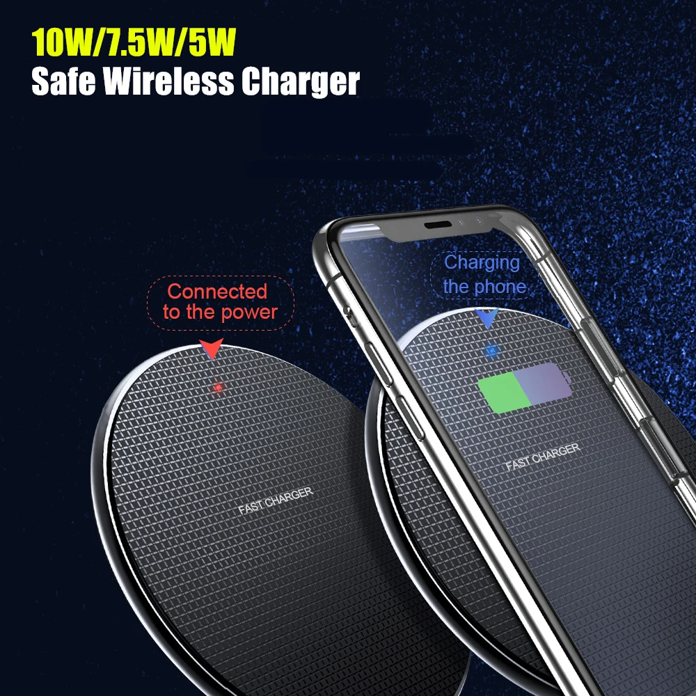 Беспроводное быстрое зарядное устройство Qi 10 Вт/7 5 Вт/5 Вт для iPhone 11 Pro 8 X XR XS Max SE 2