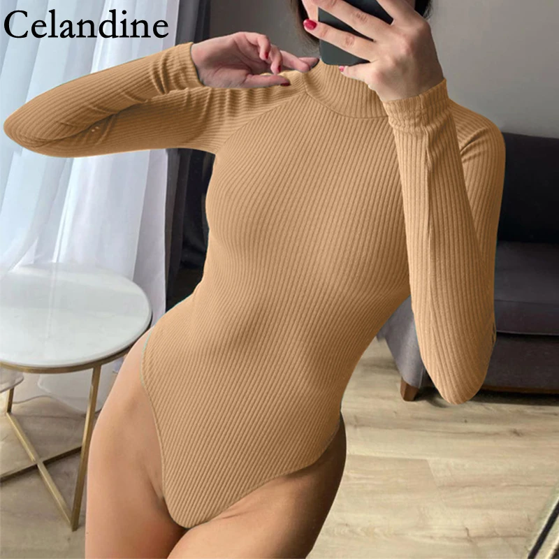 Bodysuit Women White Casual Rompers O-Neck Long-Sleeve Skinny Elegance Sexy Fashion Autumn