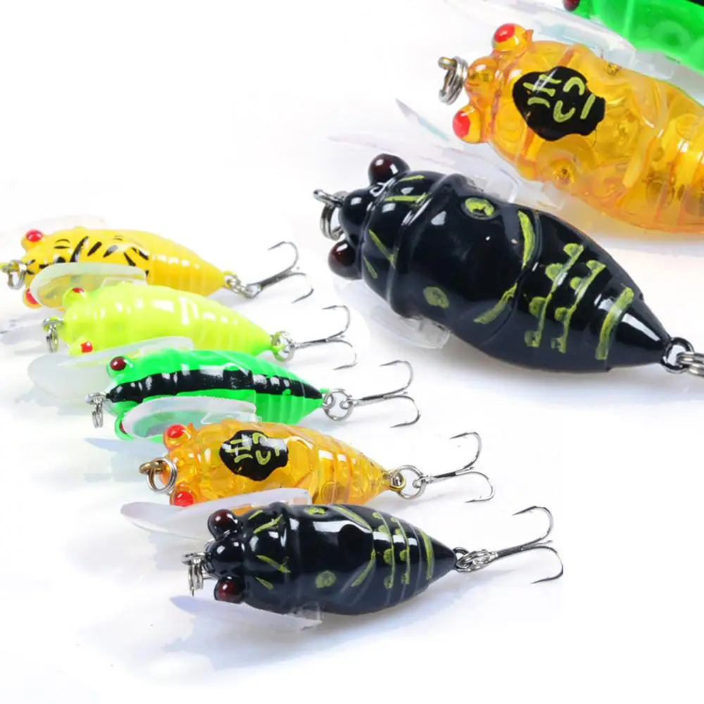 Мышь рыболовные приманки Cicada 3D глаза Пластиковые жесткие воблеры с 10 # крючки