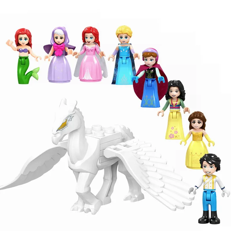 Locking Princess Prince Figures with Flying Horse Building Blocks Bricks Toys for Children Assemble Block Figure Princess Gifts|Blocks| - AliExpress