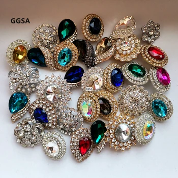 

50pcs Mixed Rhinestone Buttons Red Navy Royal Black AB Clear diy Apparel browband wedding Gold Silver Crystal Centerpieces