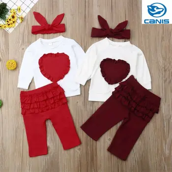 

3PCS Newborn Kids Baby Girl Autumn Clothes Cotton Tops Sweatshirt Pants Outfits