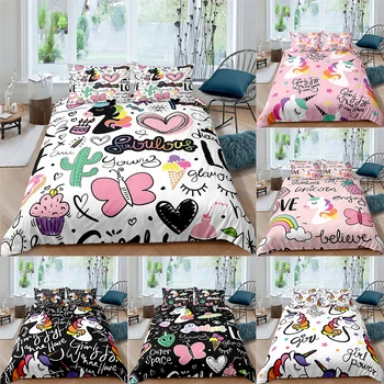 

Bo Niu 3D Cartoons Unicorn Bedding Set Duvet Cover Bedding Comforter Set Home Textiles US/UK/AU Size For Kids