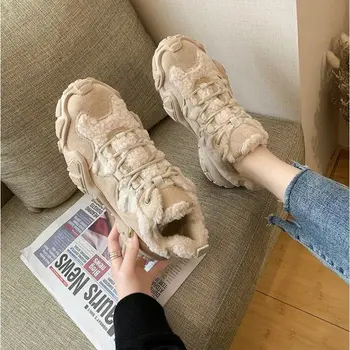 

Ladies Trainers chaussure femme / Women Casual Shoes Platform Sneakers winter snow Warm Fur plush shoes A63-13 HF
