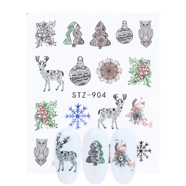 1 шт рождественские наклейки для дизайна ногтей Зимняя Снежинка переводная наклейка Слайдеры для украшения ногтей Маникюрные CHSTZ892-905 - Цвет: STZ-904