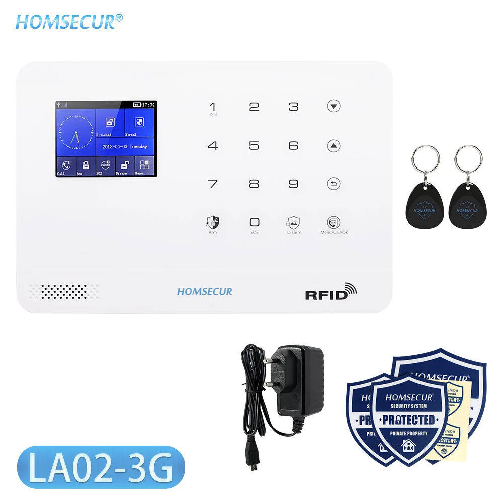HOMSECUR DIY LA02-3g беспроводной lcd 3g/GSM RFID SMS Autodial домашняя система охранной сигнализации PIR дверной датчик дистанционного управления опционально - Цвет: PT Menu