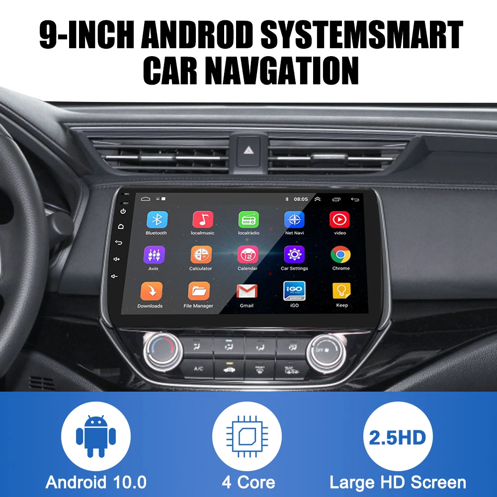 

For Toyota Volkswagen Hyundai Kia Renault Suzuki 4 Core Android 10.0 GPS WIFI Bluetooth Player 1G/2G 2 Din 9 Inch
