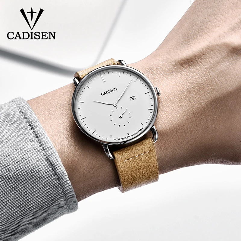 Relogio Masculino Топ бренд CADISEN новые мужские часы военные часы все стали известный бизнес кварцевые мужские часы водонепроницаемые часы