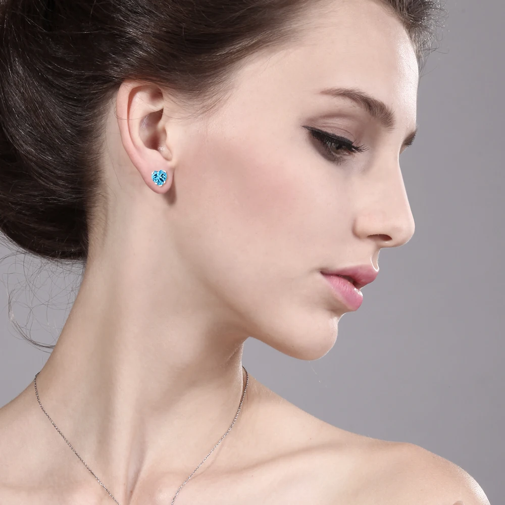 GemStoneKing сердце любовь 3,00 cttw синий Цирконий CZ серьги гвоздики для женщин 925 пробы серебряные брендовые ювелирные изделия
