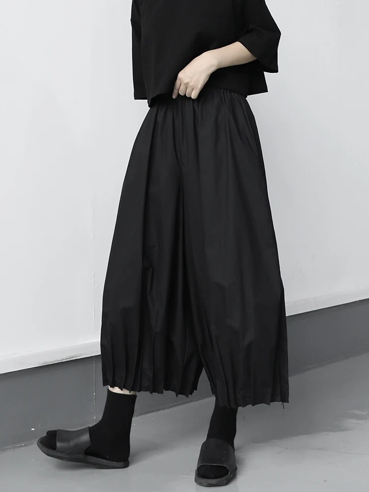 Ladies Knickerbockers Casual Pants Wide Leg Pants Spring And Autumn New Dark Pleated Design Youth Fashion Trend Versatile Pants
