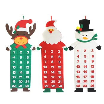 

Big Felt Christmas Advent Calendars with Pockets Santa/Reindeer/Snowman/Forest Man Home Wall Decor Hangers