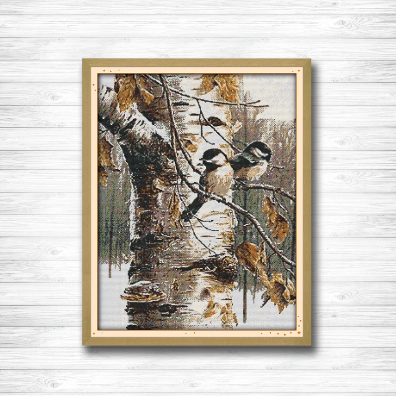 

Autumn birds forest scenery decor paintings counted printed on canvas DMC 14CT 11CT Cross Stitch Embroidery kits Needlework Sets