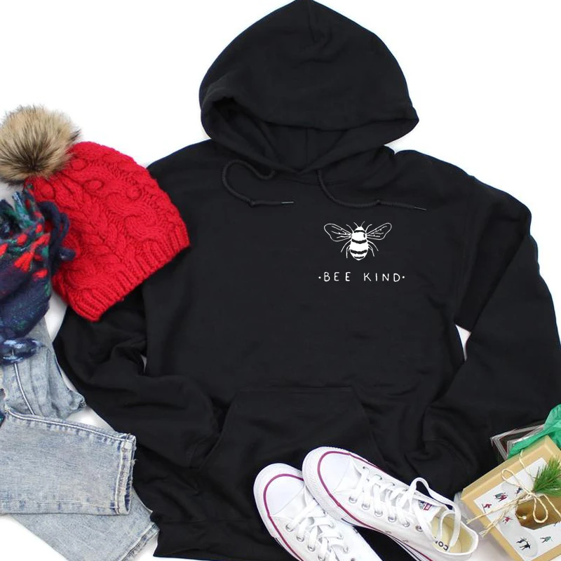 Najtaniej Jesień kobiety bluzy z kapturem pszczoła rodzaju kieszeń druku słodkie ubrania dla damskie bluzy z kapturem 2XL rozmiar śmieszne swetry Harajuku Kawaii topy