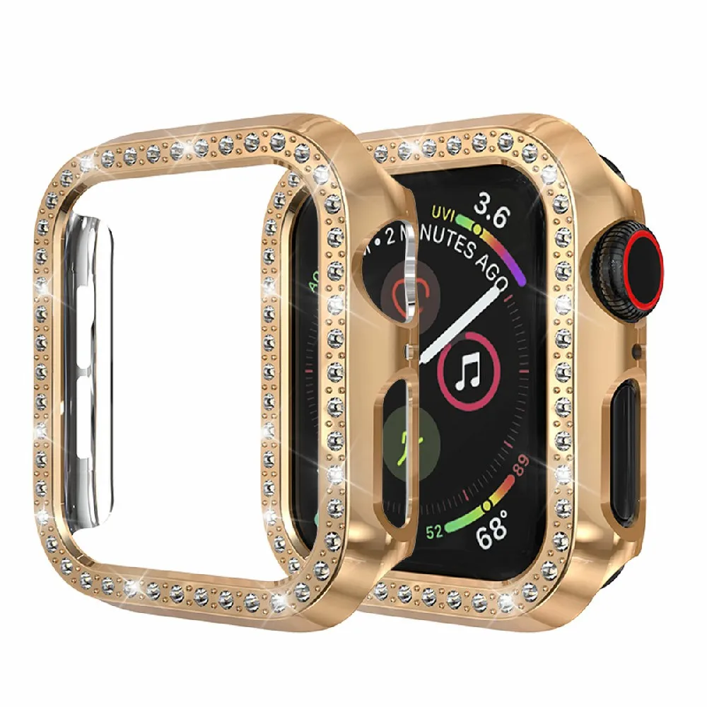 Алмазный чехол для часов Бампер Защитный чехол для Apple Watch Series 4 чехол, украшеннный горным хрусталем для iWatch 40 мм 44 мм чехол