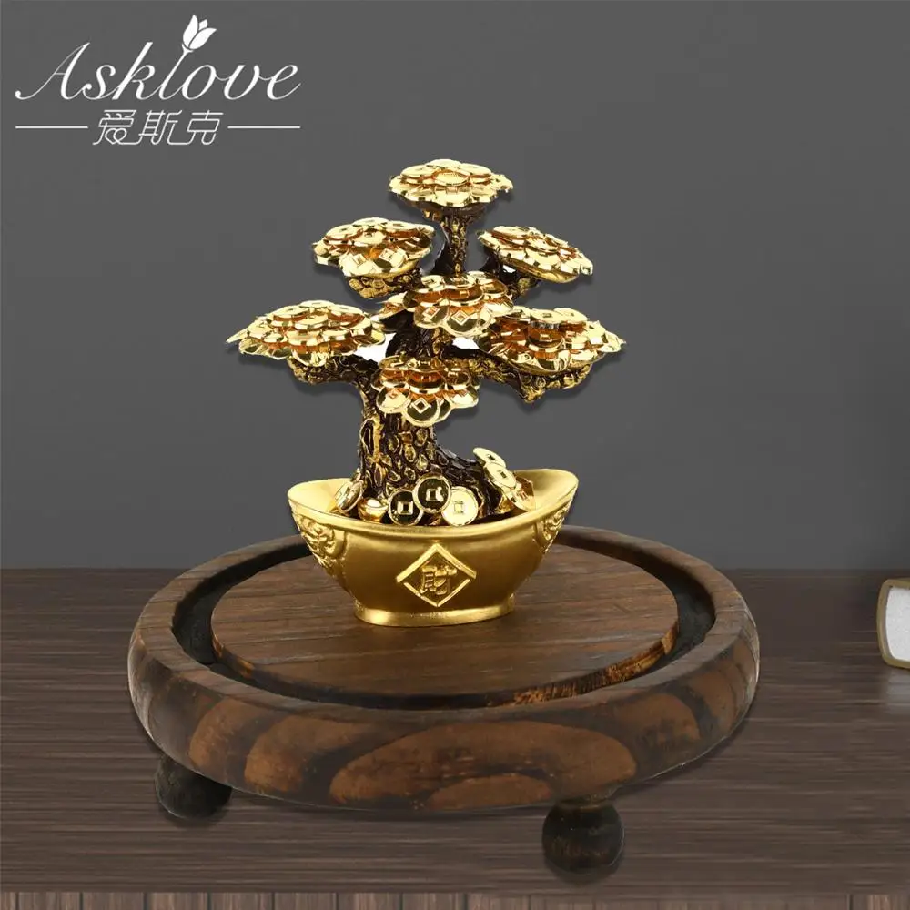 Искусственное дерево Золотая фольга денежное бонсай офисные настольные