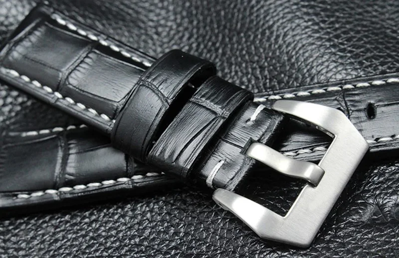 shengmeirui Leather watch band 20mm22mm24mm26mm brown black FOR Panerai Strap Replacement Steel Buckle