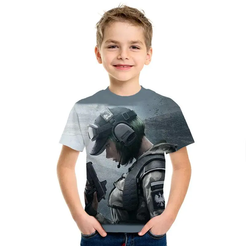 Men/Girls Tops Short Sleeve T-Shirt Video Game 3D Print Children's T-Shirt Battlefield 2 pattern print children's t-shirt