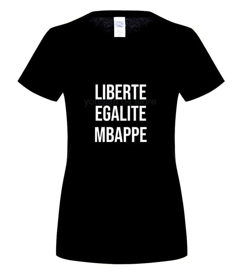 women black Fashion Men T shirt summer personality Cotton LIBERTE EGALITE MBAPPE SOCCER FRANCE T SHIRT - Цвет: women black