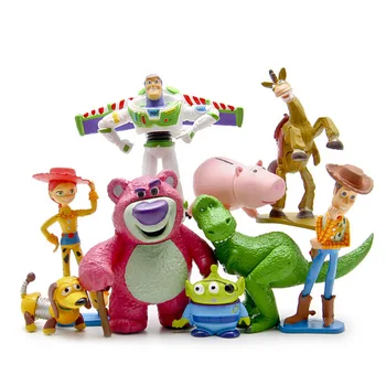 

[Funny] 9pcs Full Collection Sheriff Woody Buzz Lightyear Jessie Hamm Rex Slinky Dog Mr Potato Head Doll Action sets